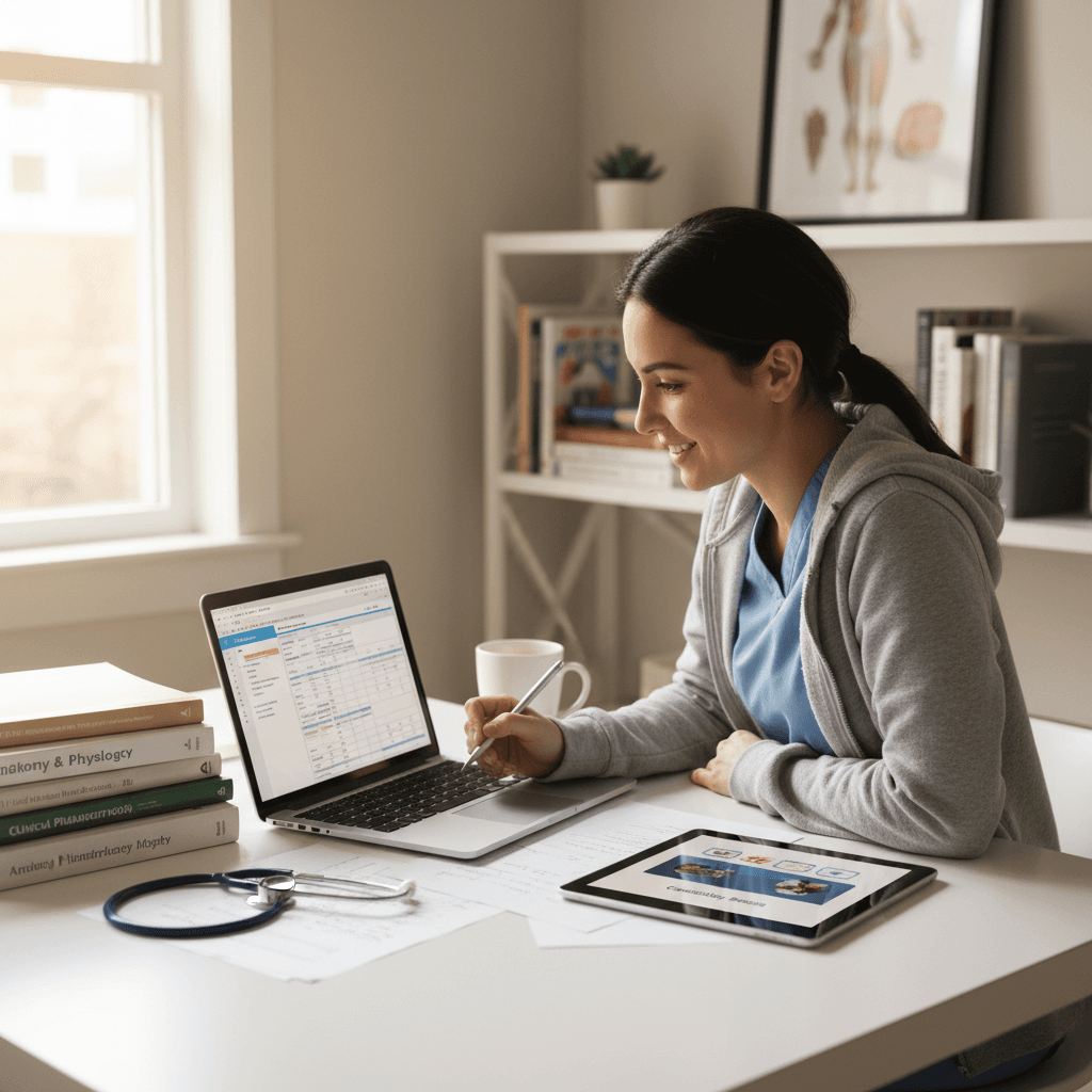 Healthcare professional studying with LMS 4000