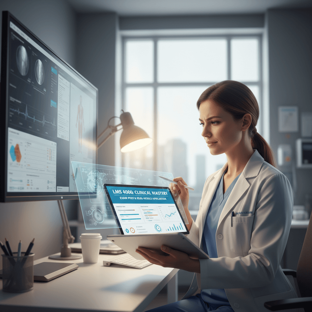 Nurse practitioner integrating learning with clinical work
